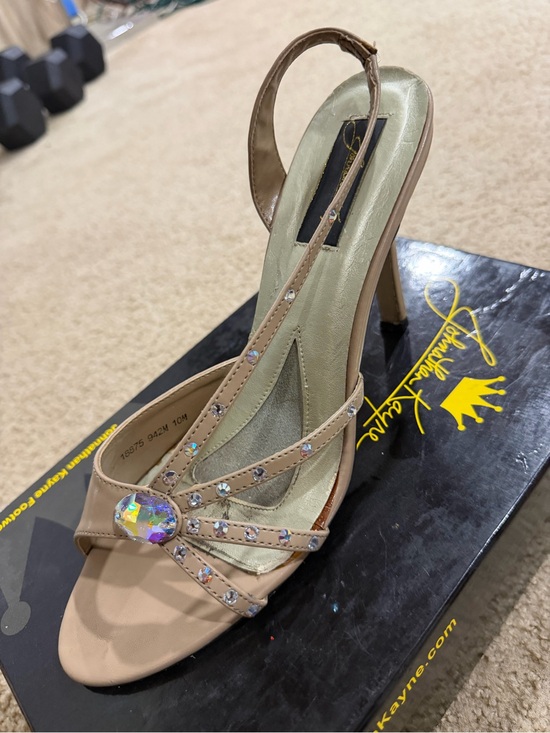 Johnathan Kayne Shoes - Johnathan Kayne Nude Crystal Embellished Slingback Heels